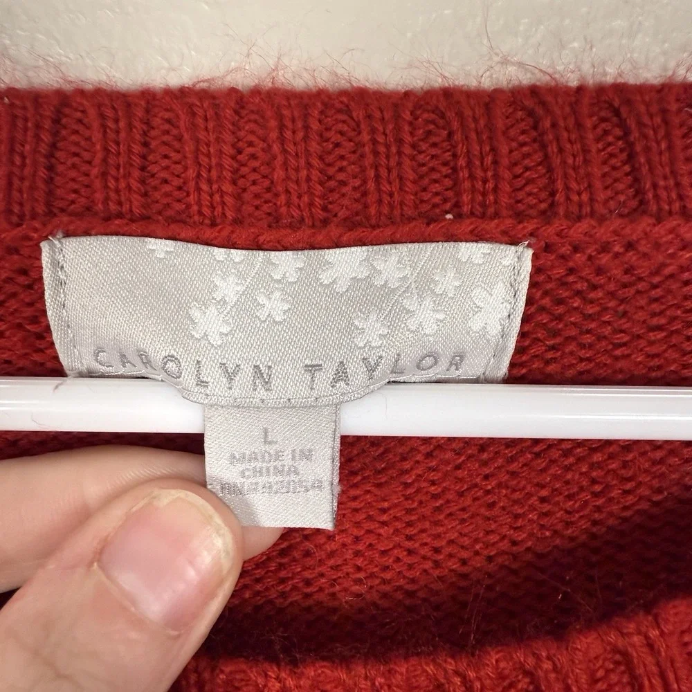 Carolyn Taylor Winter Sweater Womens Large Red White Winter Snowman Long Sleeves - Picture 4 of 9